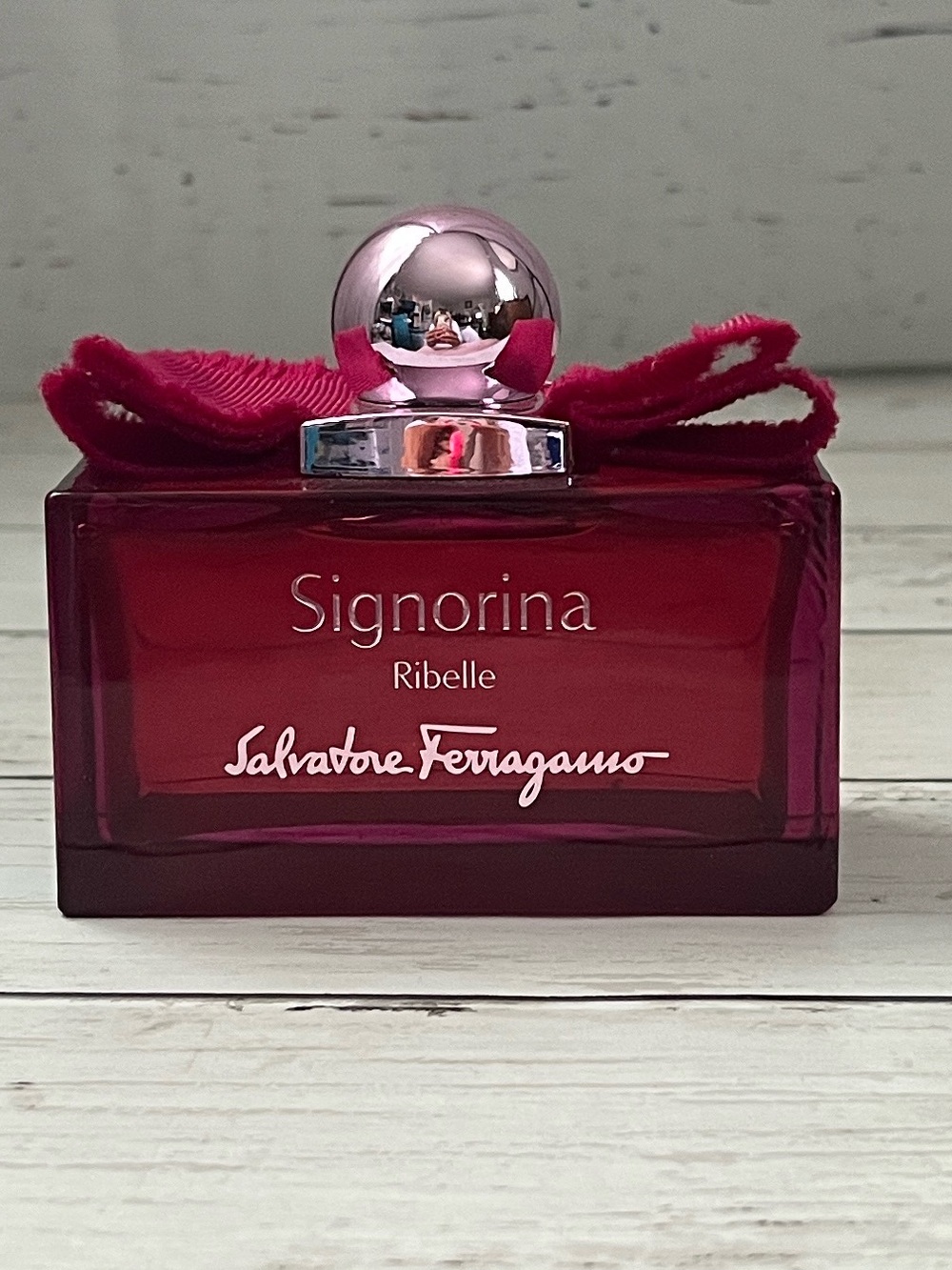 Salvatore Ferragamo Signorina Ribelle - Deep Raspberry Red Glass with Silver Cap